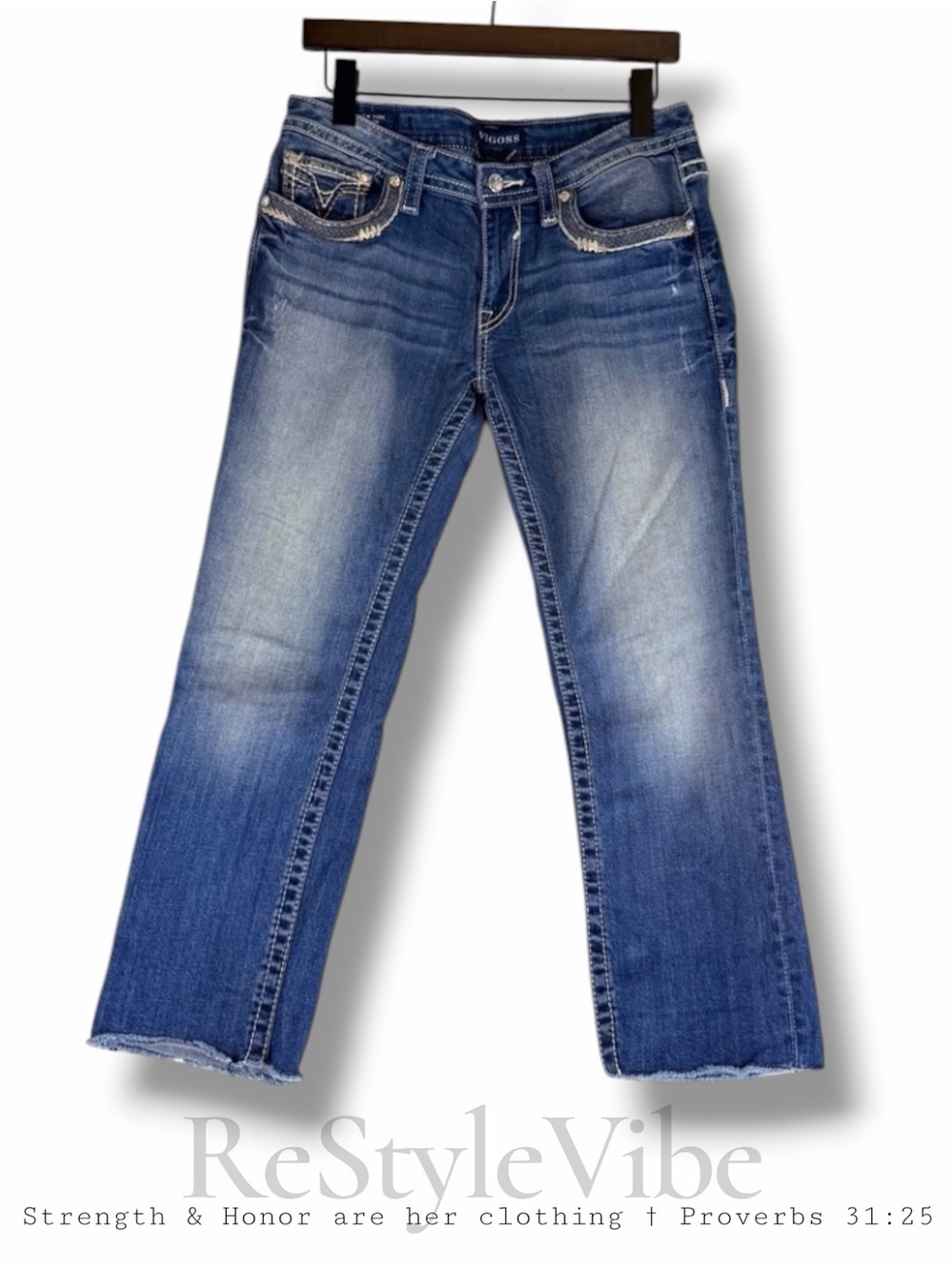 VIGOSS Women’s Size W29 Denim Jean Cropped New York Capri Classic Fit Stretch